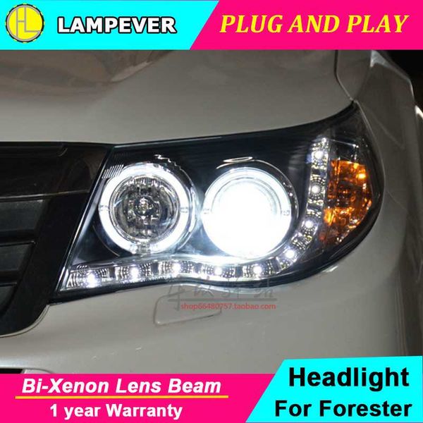 

car styling head lamp for forester headlights 2008-2012 led headlight drl h7 d2h hid option angel eye bi xenon