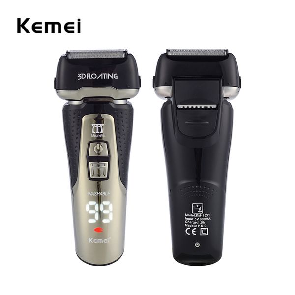 

kemei professional men electric shaver razor rechargeable beard trimmer 3d floating lcd washable reciprocating shaving machine