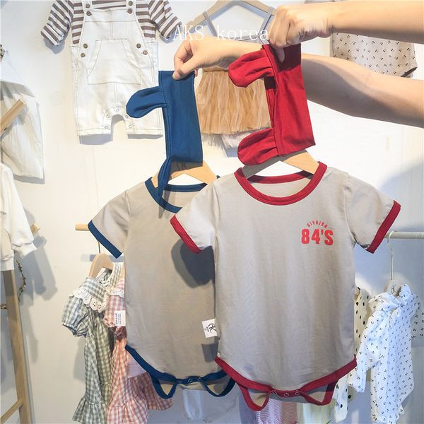 

2020 new baby girls boys patchwork romper short sleeve summer kids jumpsuit 0-2t, Blue