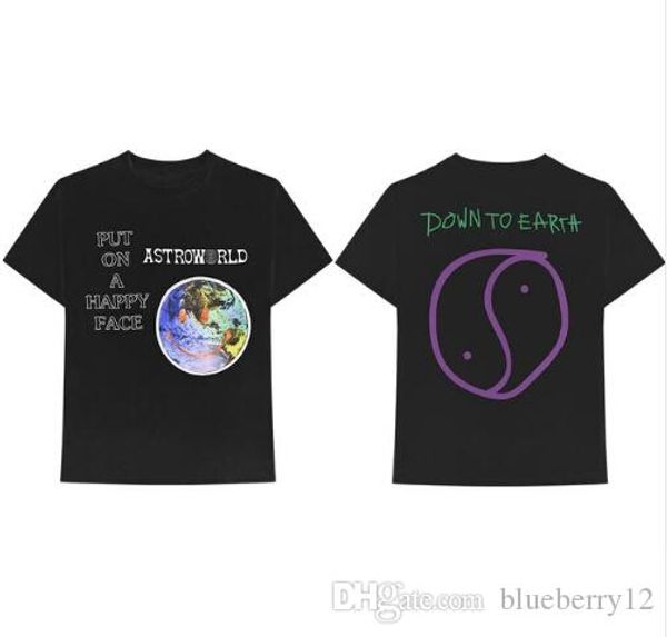 

astroworld happy face футболки 2018 новые поступления мужская хип хоп одежда трэвис скотт мерч world face printed тройники, White;black