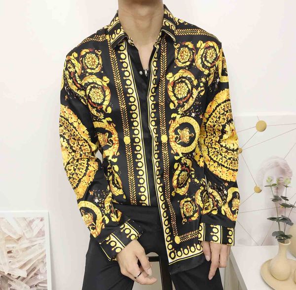 

горячие совершенно новые мужские рубашки платья мода harajuku повседневная рубашка мужчины медуза черное золото необычные 3d печати slim fit, White;black