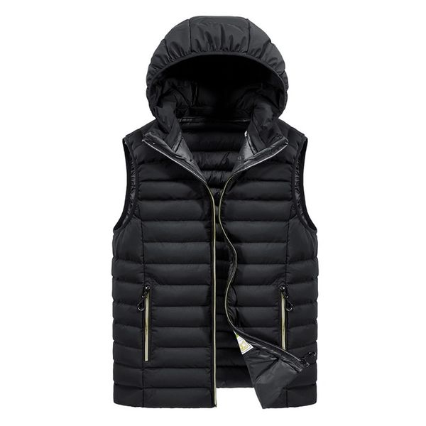 

feitong men cotton-padded waistcoat autumn winter fashion zipper hoodie vest jacket hoodies warm coat male female, Black;white