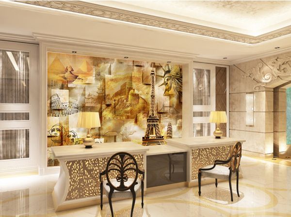 

custom 3d wallpaper european retro architectural style living room tv background wall decoration mural