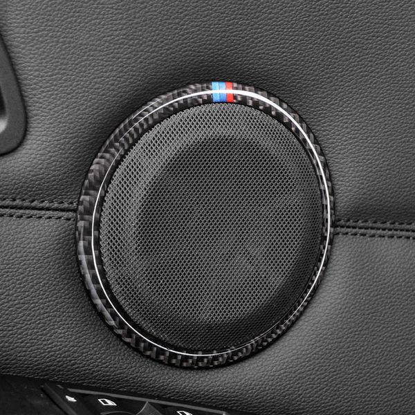 

carbon fiber car door speaker decorative circle sticker loudspeaker trim car styling for bmw e90 320i 325i e84 x1 accessories