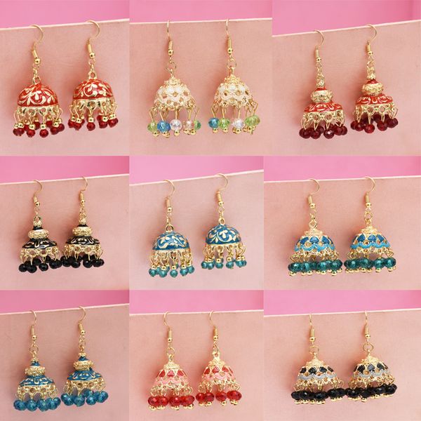 

ethnic earrings jhumka for women indian resin bead tassel fringe earring afghan pakistan thailand egypt wedding bride pendientes, Silver