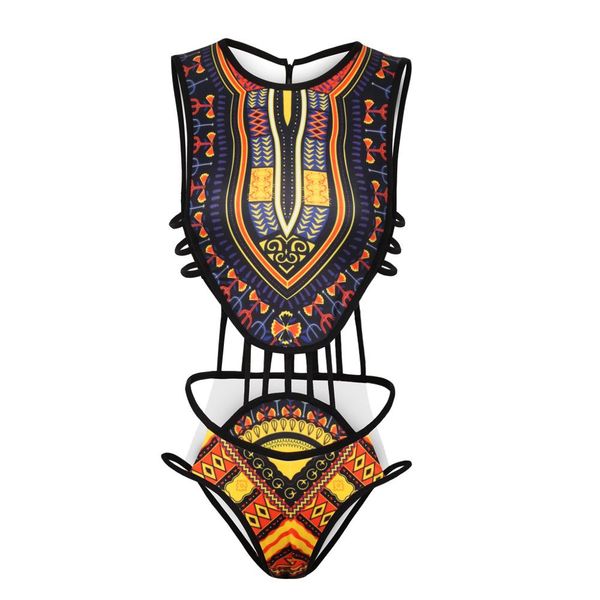 

new summer women's digital printing quick-drying triangle straps zipper one-piece swimsuit, Black;white