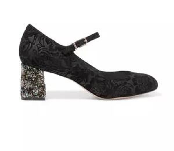 

sophie webster ladies 'leather heels shoes, color sequined , suede printed thick shoes, size: 34-42, black