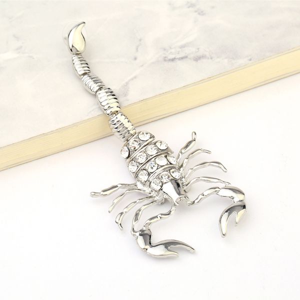 

12cm gothic dangle earrings scorpion pendants with shiny crystal drop bling glitter earring fashiomen jewelry gilrs, Silver
