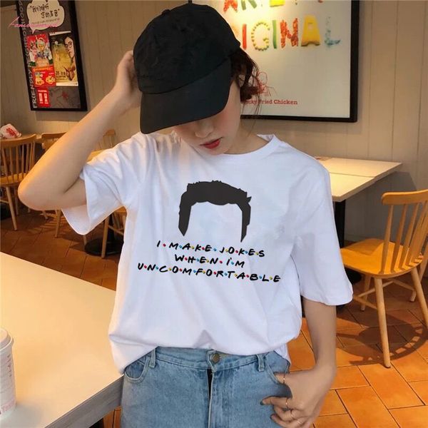 

новый друг tv show женщина femme одежду футболка женского t shirt top tee рубашка harajuku летнего 90с tshirt streetwear, White