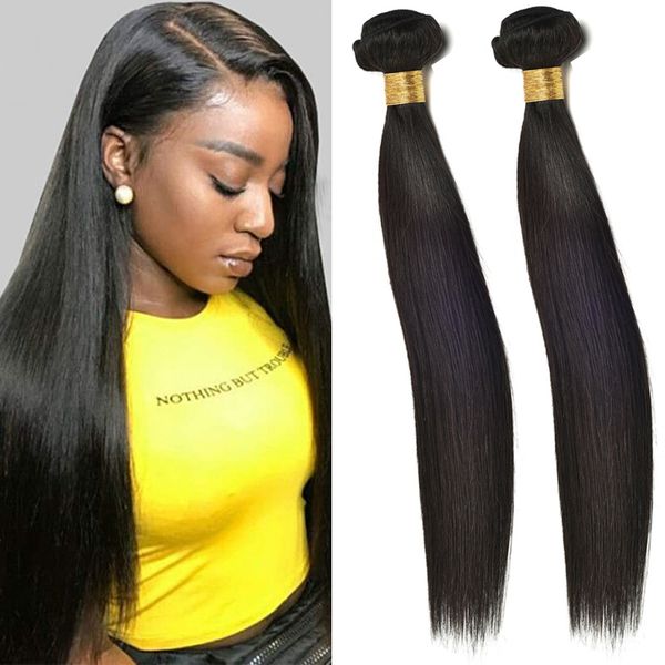 

malaysian virgin hair products 2 pieces silky straight 100% human hair 2 bundles straight wholesale hair wefts 8-30inch, Black