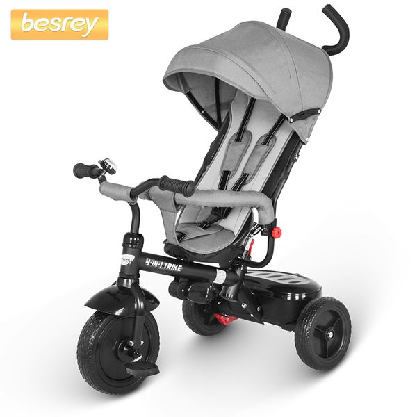 

besrey kids 4 in 1 tricycle trike push three-wheeled stroller baby tricycle seat and riding for children pram