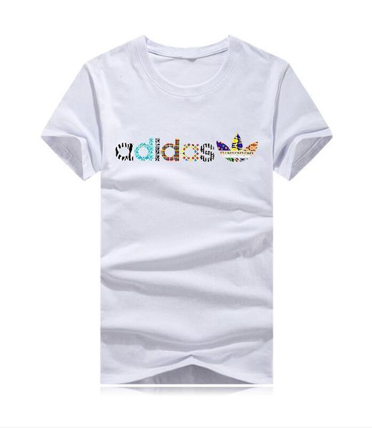 

wholesale new round neck t-shirt summer new men's high street men's casual t-shirt 9 colors, White