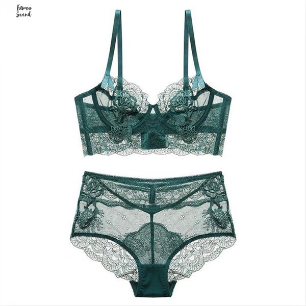 

lingerie transparent underwear ultra thin bra set brief new women high waist floral lace embroidery brassier panty, Red;black