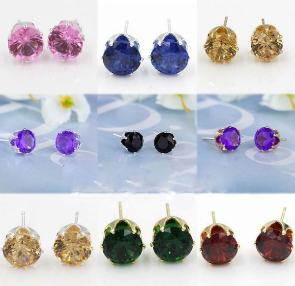 Großhandel Kreative Imitation Zirkon Ohr Studs Multi Farbe Kristall Kleine Ohrring Ornamente Frauen Beliebte Galvanisieren Schmuck