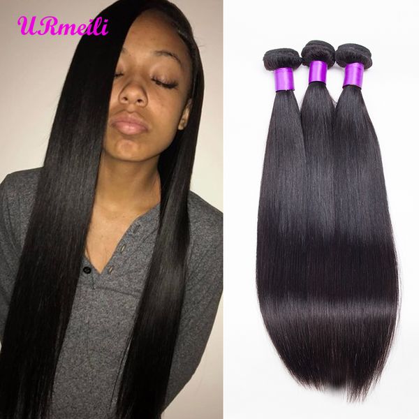 

straight hair bundles remy human hair weave 4 / 3 bundles deals 8-32 inch natural urmeili malaysian straight virgin hair extensions dhgate, Black