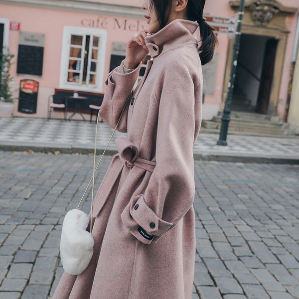 

2019coat женщины пальто длинная шерсть длинные женские ветровки сыпучие, Black
