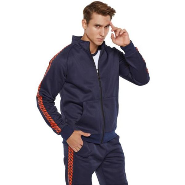 

letter printed mens designer tracksuits casual sports loose zipper running long sleeved stand collar fashion mens tracksuits, Gray