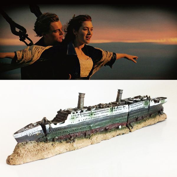 

titanic lost wrecked boat ship aquarium decoration ornament