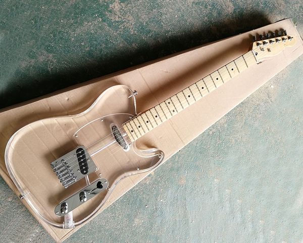 

factory wholesale acrylic glass electric guitar with maple fingerboard,21 frets,chrome hardwares,offering customized services