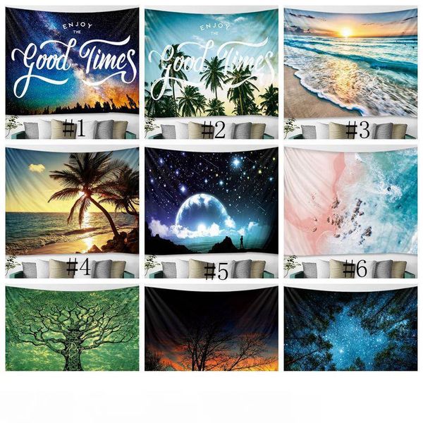 

wall hanging tapestry 150*130cm polyester bohemian tapestries scenery pattern blanket beach towels tree sunset shawl home decor gga3249