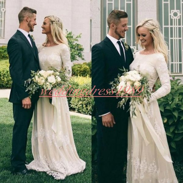 

Элегантные кружевные чешские свадебные платья с длинным рукавом Country Garden Vestido de nov