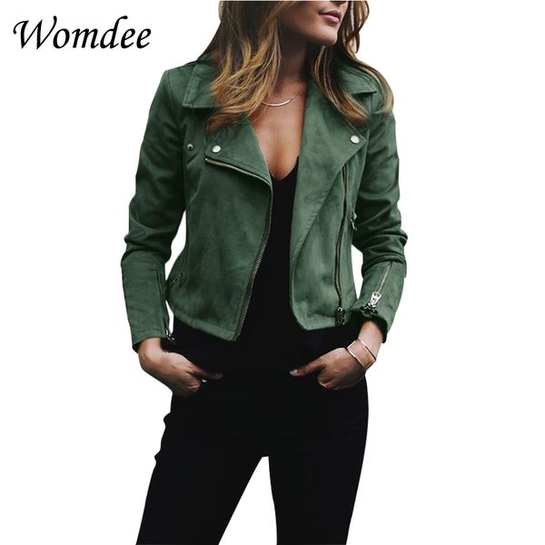 

women autumn long sleeve bomber jackets lapel zipper short coats cropped jackets solid outwear female jacket biker coats, Black;brown