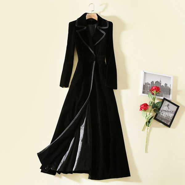 

winter size elegant black with quality velvet designer women long red solid & coat plus coats belt1 color high casual oqdbf