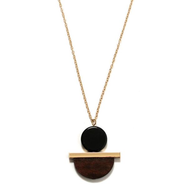 

designer jewelry resin pendant necklaces geometry shape semicircles wood necklace for women simple fashion of shipping, Silver