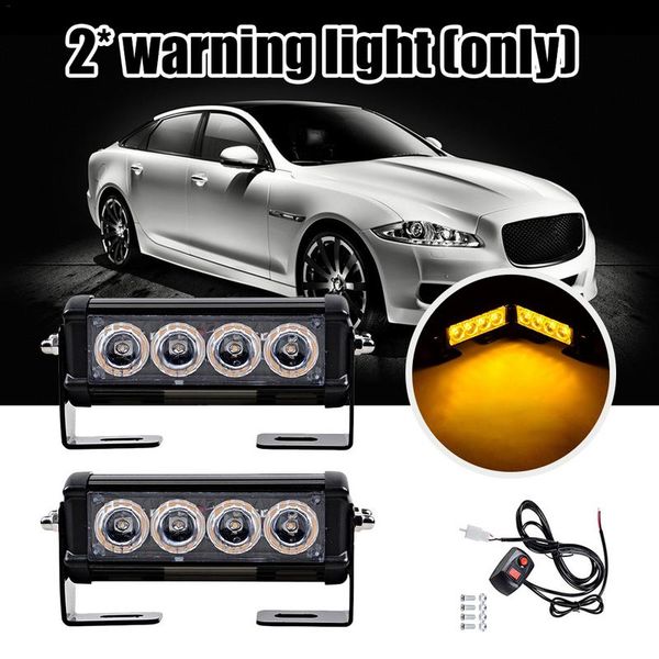 

universal 12v car modification accessories 8w 1 for 2 cars grille 8 led strobe light warning light with 7 strobe modes