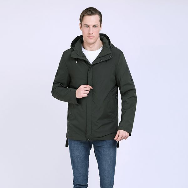 

2019 men jacket spring cotton padded coats jackets windbreaker hooded jacket casual coat men parka homme detachable hood outwear, Black