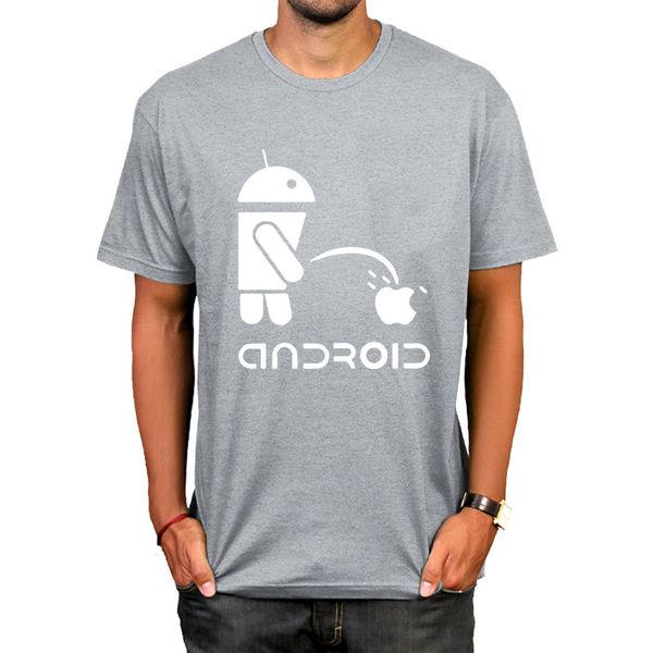 

spoof android robot t shirt design letter print comfortable 100% cotton tshirt 2020, White;black