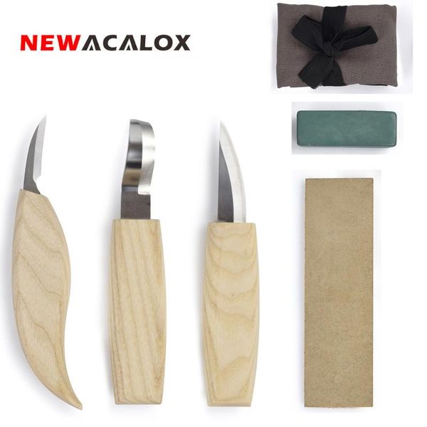 

newacalox wood carving tools set wood carving knife for spoon polishing compound hook sloyd detail knife with tool bag