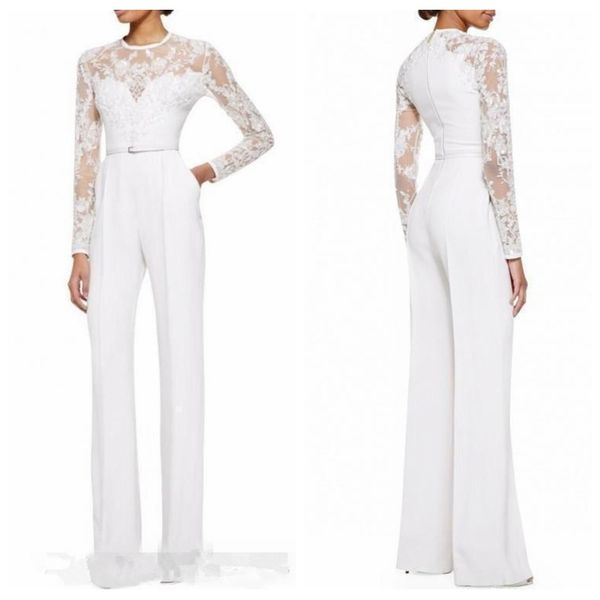 

2021 formal white custom mother of the bride pant suits jumpsuit long sleeves lace appliques slim women formal evening wear plus size, Black;red