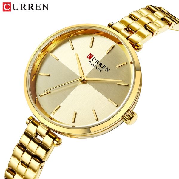 

women watches curren fashion luxury ladies watch creative design quartz stainless steel band wristwatch female clock, Slivery;brown