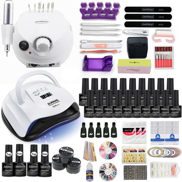 

80w nail set for nail 20 kinds polish kit with 35000rpm drill machine lamp acrylic kit art tool art set