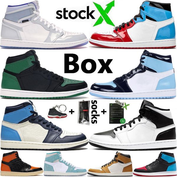 

jumpman 1 zoom racer blue royal obsidian fearless travis scotts mens basketball shoes unc 1s turbo green chicago men sport sneaker with box