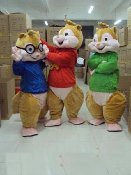 2019 fabrikneues Alvin und Chipmunks Erwachsene Szie Maskottchenkostüm Verkauf Kostüm Party Outfit Kostenloser Versand