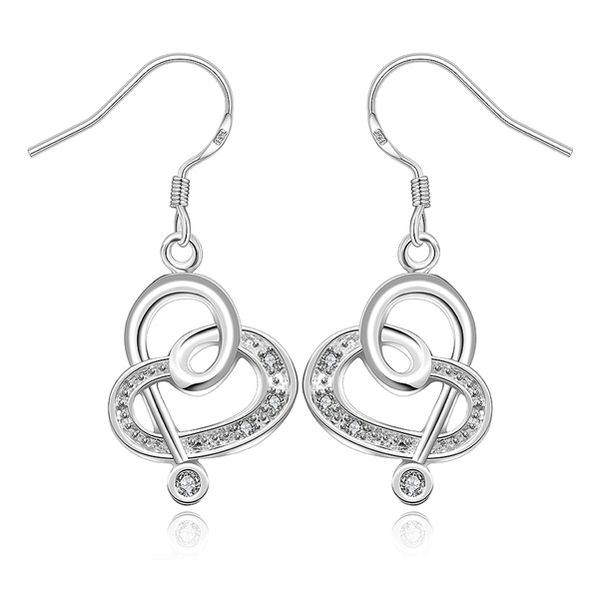 

позолоченные стерлингового серебра инкрустация сердце падение серьги dase486 размер 3. 5x1. 4 см;совершенно новые женские 925 серебряная пла, Silver