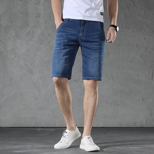 

men's wear plus-sized slim fit elasticity cowboy short shorts 2019 summer men new style shorts thin large size, Blue