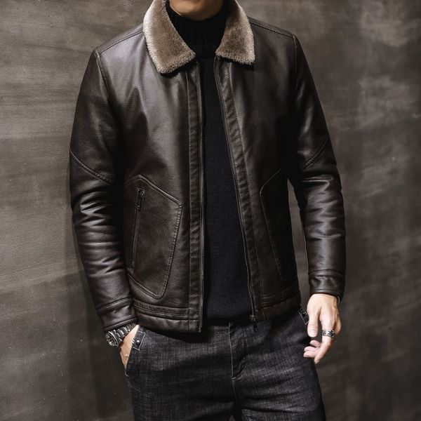 

leather jacket men 2020 men's clothing autumn winter leather jacket for men outwear casual chaquetas hombre 2053 pph789, Black