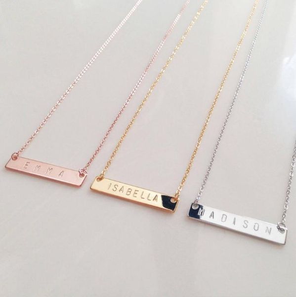 

316l personalized bar necklace cold staimless steel customized nameplate jewelry necklace custom couple-valentine's day gift, Silver