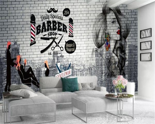 

custom barber shop 3d wallpaper barber shop beauty indoor tv background wall advertising decoration wallpaper