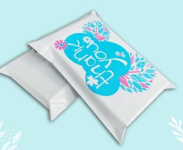 

17x30см Спасибо напечатаны PE Цветные почтовые сумки Самозапечатывающиеся пластико