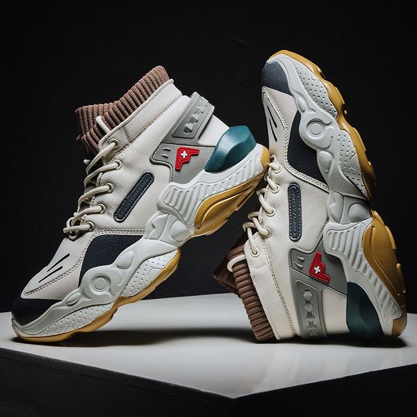 

breathable running shoes men lace-up leisure non-slip vulcanize shoes light outdoor trend sneakers man high ankle boots