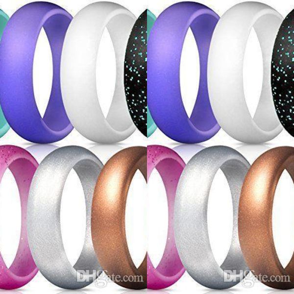 

women ring band rubber men silicone flexible wedding gifts comfortable, Silver