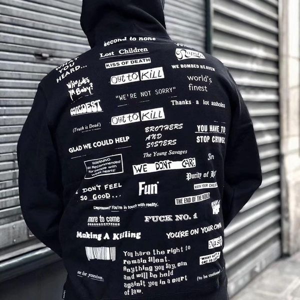 

box logo 19fw scrying hooded sweatshirt back full letter print classic hoodies men women couple fashion casual street pullover hfhlwy111, Black