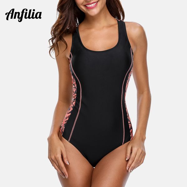 

anfilia women one piece sports swimsuit sports swimwear padded backless beach wear bathing suits monokini anthletit bodysuit, White;black
