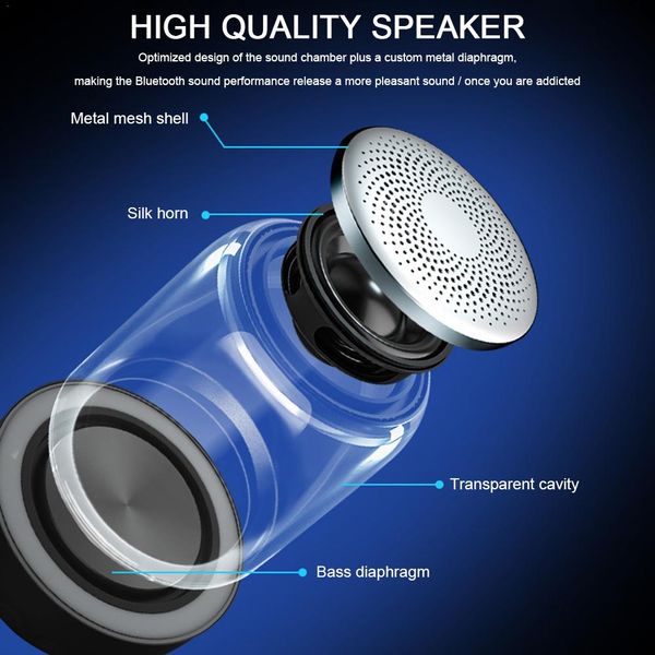 

c7 portable bluetooth 5.0 speaker transparent led luminous subwoofer tws 6d surround hifi stereo cool audio for mobile phone