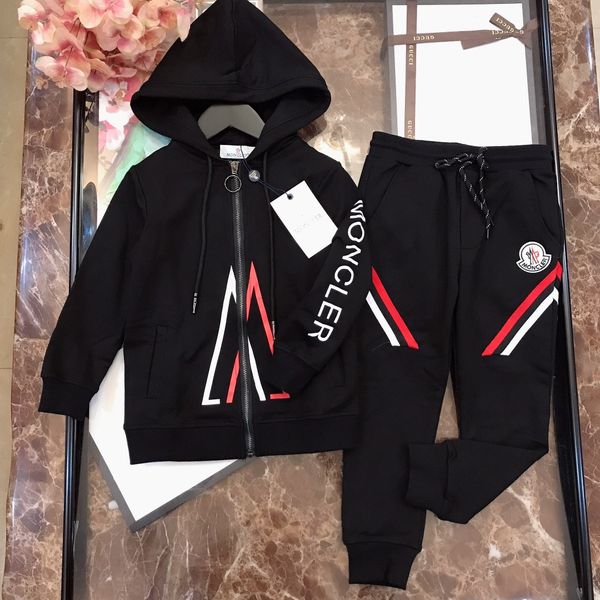 

Hooded jacket et kid de igner clothe pant jacket boy 2pc autumn fa hion black et pant wai t ela tic rope de ign be t, White