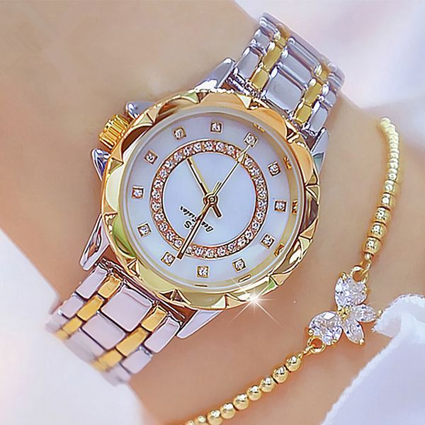 

bs bee sister watch diamond women watch rhinestone ladies rose gold clock wrist watches for women relogio, Slivery;brown